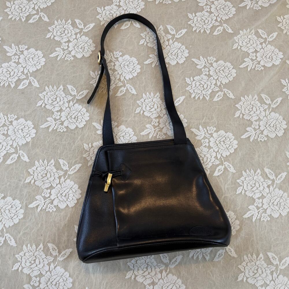 Vintage Longchamp Black Leather Shoulder Bag